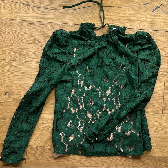 Wayf Tops - Wayf emerald green lace with cami, new with tags